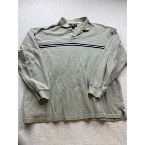 J Riggings Polo Shirt Mens Size XL Gray Woven Long Sleeve Cotton Vintage Outdoor